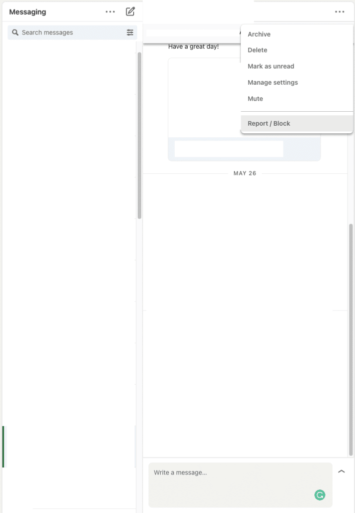 How to report a message on LinkedIn